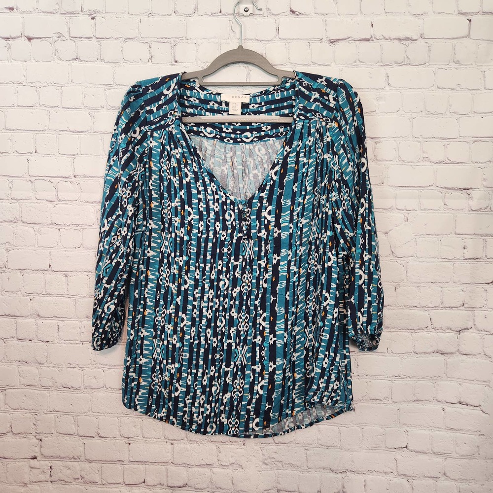 Kenar Blue and White Patterned Blouse